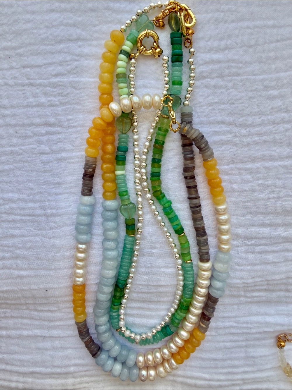 Free People White Pearl Bead Necklace with Gold Clasp